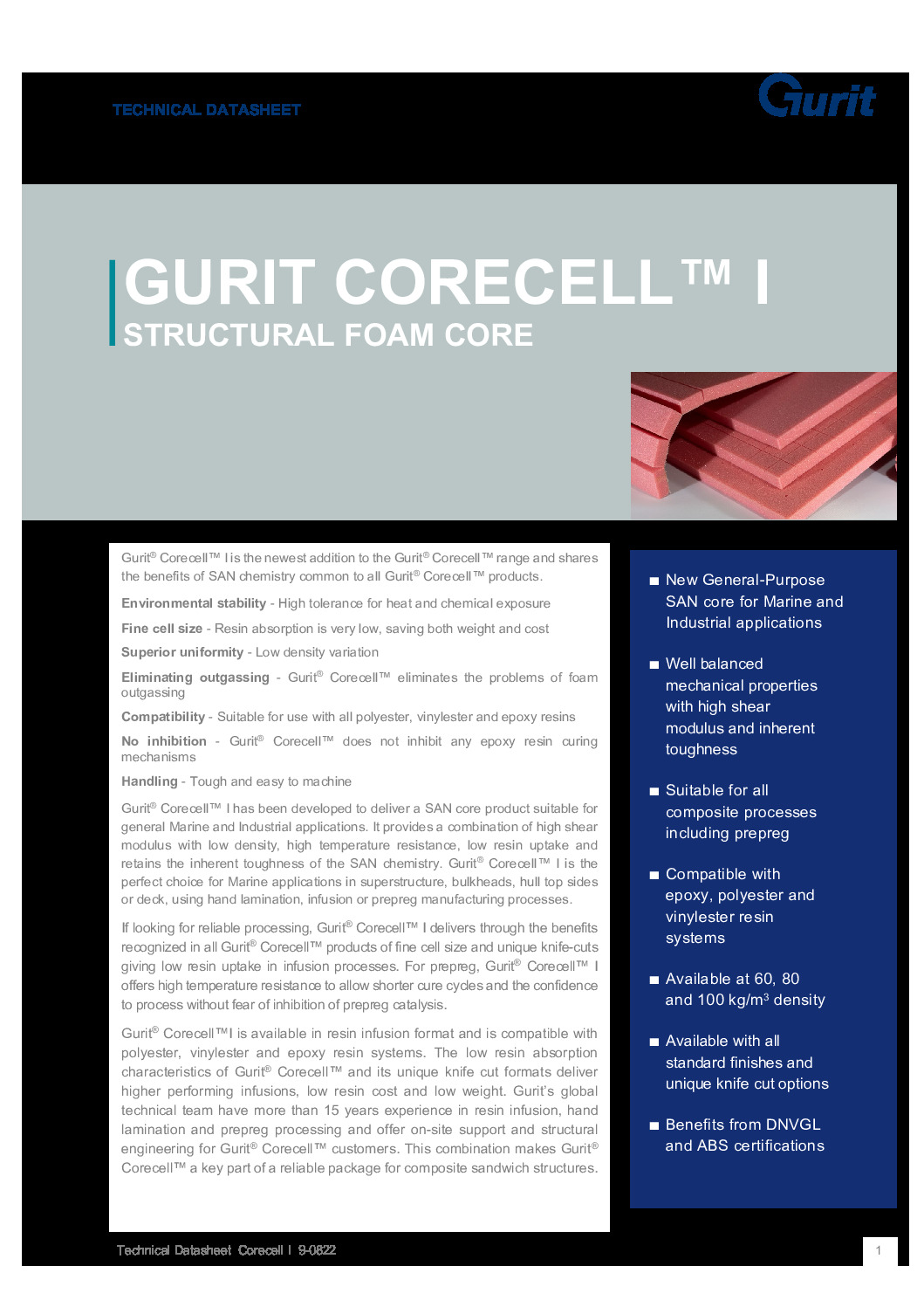 Gurit Corecell I Datasheet